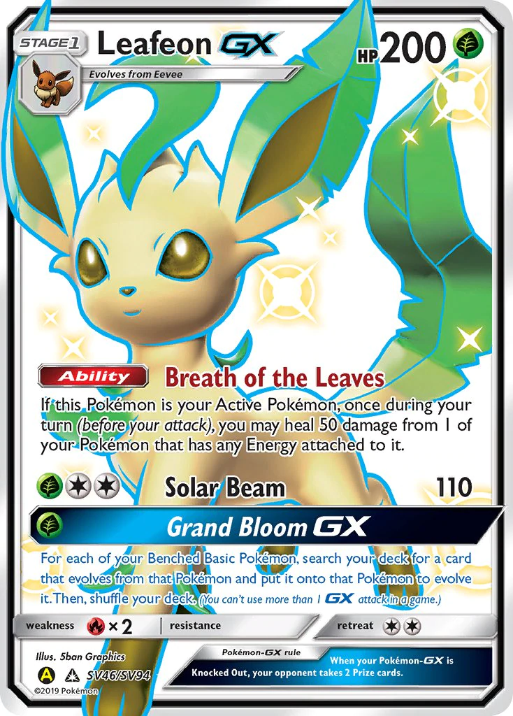 Leafeon Gx Sv Sv Hidden Fates Full Art Shiny Ultra Rare Shiny