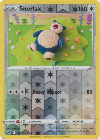 Snorlax 109 159 Crown Zenith Reverse Holo Rare Shady Bloom