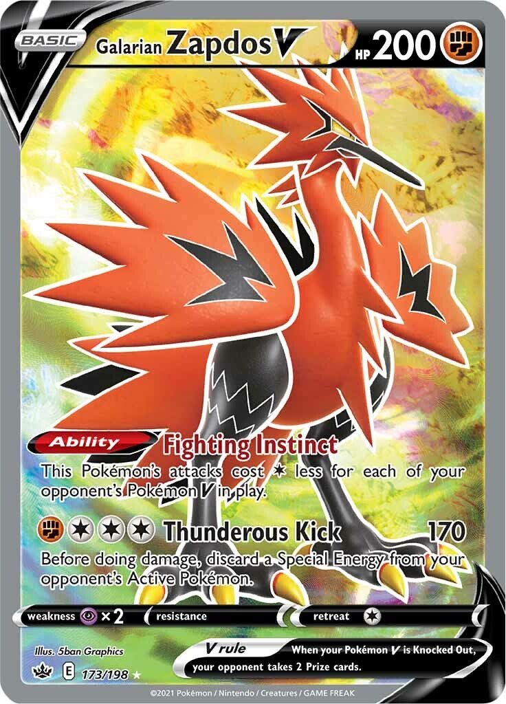 Galarian Zapdos V 173/198 - Chilling Reign - Full Art Ultra Rare