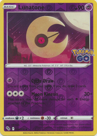 Lunatone 34/78 - Pokemon GO - Reverse Holo Uncommon