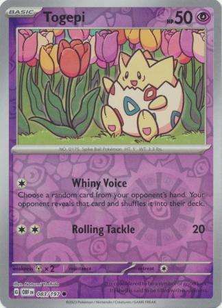 Togepi 83/197 - Obsidian Flames - Reverse Holo Common
