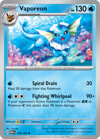 Vaporeon 134/165 - Pokemon 151 - Holo Rare