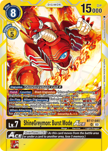ShineGreymon: Burst Mode ACE BT17-041 - Secret Crisis - Super Rare