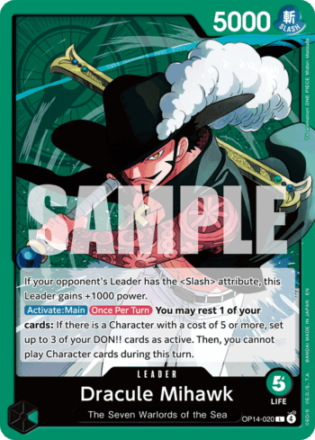 Dracule Mihawk OP14-020 - The Azure Sea's Seven - Leader