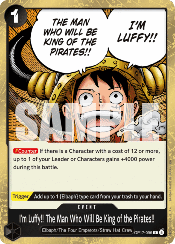 I'm Luffy!! The Man Who Will Be King of the Pirates!! OP17-096 - The World's Strongest Warriors - Rare